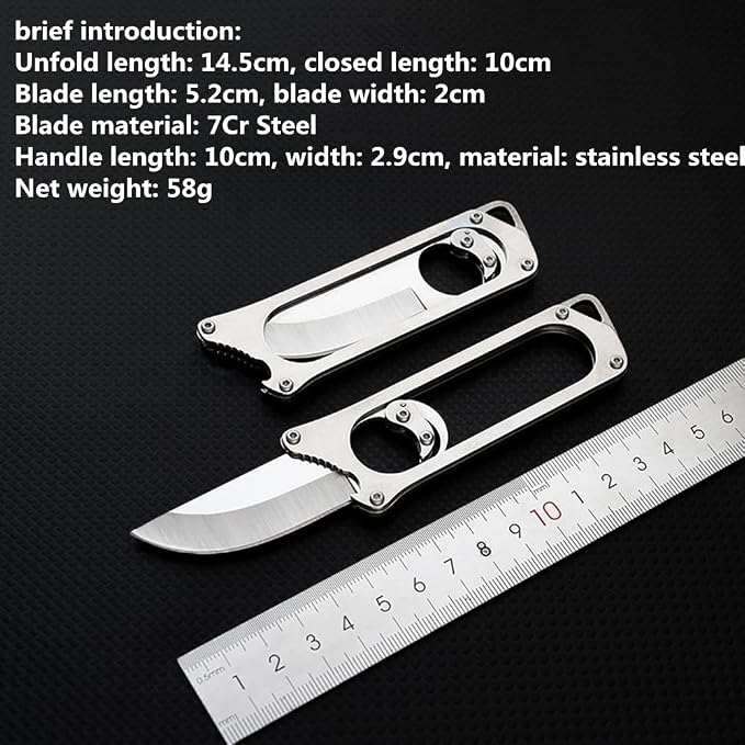 Mutipurpose Stainless Steel Utility Knife, Easy Slide Retractable Blade, EDC Box Cutter Push pull Cutter Knife for Everyday Carry (Style1)
