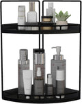 Dorhors 2-Tier Bathroom Counter Organizer,Vanity Counter Corner Shelf, Skincare, Wood Countertop Bathroom Storage and Organization for Kitchen (Black)
