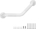 Grab Bars for Bathtubs and Showers- 1-1/4 x 16 Angled Shower Grab Bar for Seniors Knurled Stainless Steel Handicap Grab Bars for Wall (White, 1 Pack)