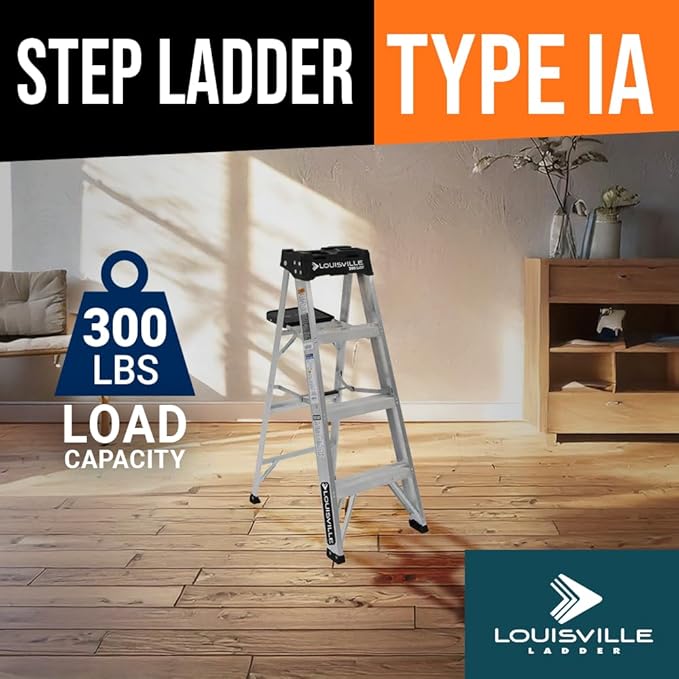 Louisville Ladder 6-Foot Aluminum Step Ladder, 300-Pound Load Capacity, Type IA, AS3006