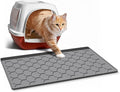 Garoopion Cat Litter Box Mat, Silicone Kitty Litter Mat, 24" X 16" Waterproof Silicone Pad for Floor, Dark Gray