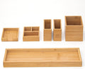 Bamboo Vanity Tray, 6-Piece Bathroom Countertop Vanity Tray Set, Makeup Kitchen Desk Organizer and Storage - Holds Small Items