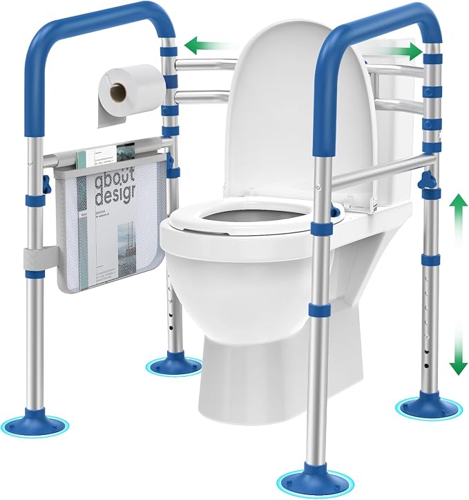 Loyoda Toilet Safety Rails for Seniors,Adjustable Toilet Handles for Elderly and Disabled (350 Lb),Foldable Toilet Rails Fit Most Toilets