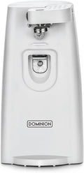 Dominion Tall Electric Can Opener, Easy Push Down Lever, Knife Sharpener, Bottle Opener & Built-In Cord Storage, Opens All Standard-Size and Pop-Top Cans, Easy to Clean, White