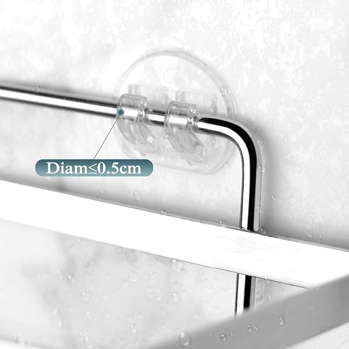 EAGMAK 2 Pack Transparent Shower Caddy Adhesive for Replacement, No Drilling , Soap Holder, Bathroom Storage Shelves and Kitchen Racks