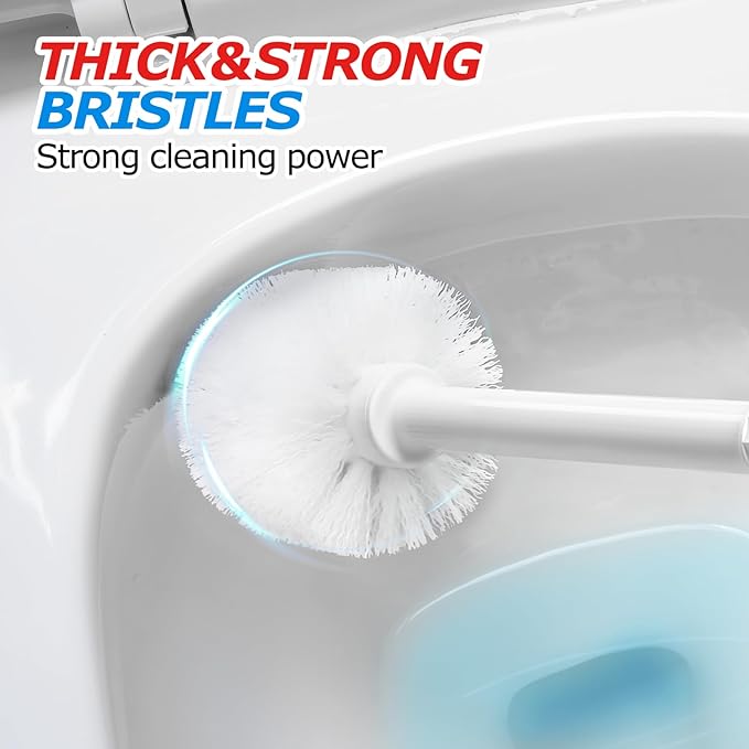 FORASTO 2 in 1 Toilet Brush and Plunger Set, Toilet Bowl Brush Plunger Set,Extended Handle Plunger,Bathroom Cleaning Tools,Toilet Brush Plunger Combo,Cleaning Brush（Pearl White，20.8inch）