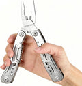 Outdoor 25-In-1 Mini Multitool plier,Portable EDC Gear with Safety Locking,Nylon Sheath,All-in-One Utility for Camping Hiking Survival,Birthday/Christmas Gifts for Dad Husband Boyfriend - silver