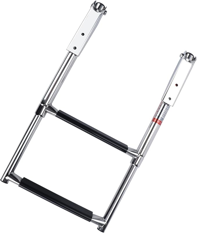2 Step Boat Ladder Stainless Steel Telescoping 2 Step Pontoon Boat Ladder Folding Ladder Dock Swim Ladder for Marine Boat Yacht