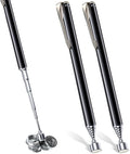 Patelai 2 Pieces Telescoping Magnetic Pick up Tool Grabbers Reacher Tools with Pocket Clip 25 Inch Telescopic Retrieving Magnet Gift for Man, Father, Mechanic, Handyman, Husband (Black)