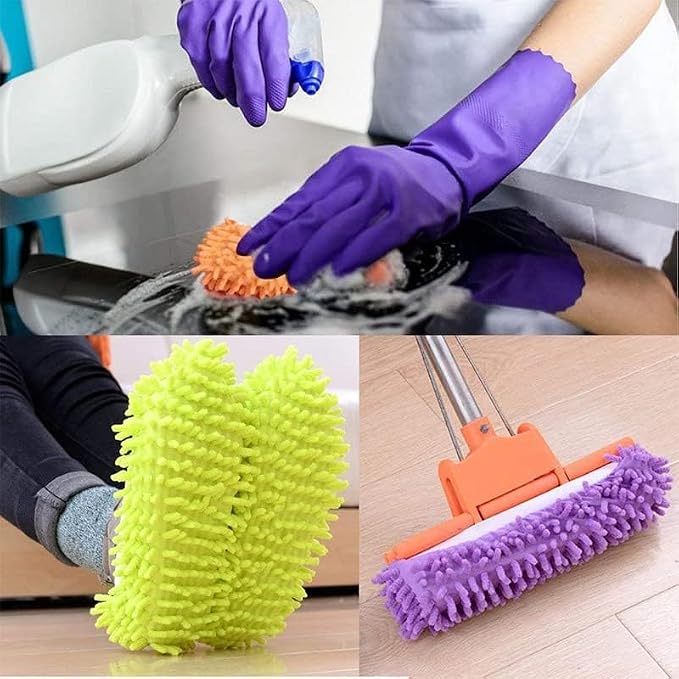 Mop Slippers,Mop Shoes,Dust Duster, Mop Socks for Women Men Kids Foot, Microfiber Reusable for House Office Bathroom Kitchen (Green,One Size)