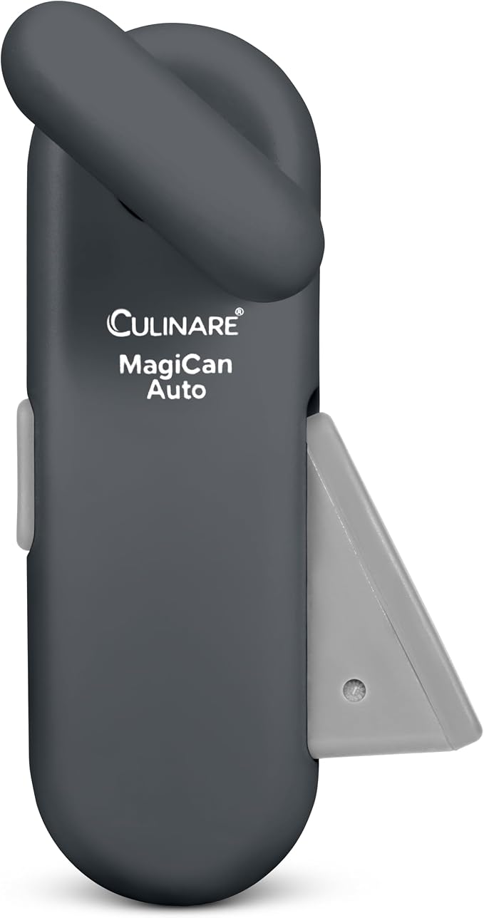 Culinare MagiCan Auto Tin Opener, Grey, Plastic/Stainless Steel, One Hand Operated Manual Can Opener with Clamp