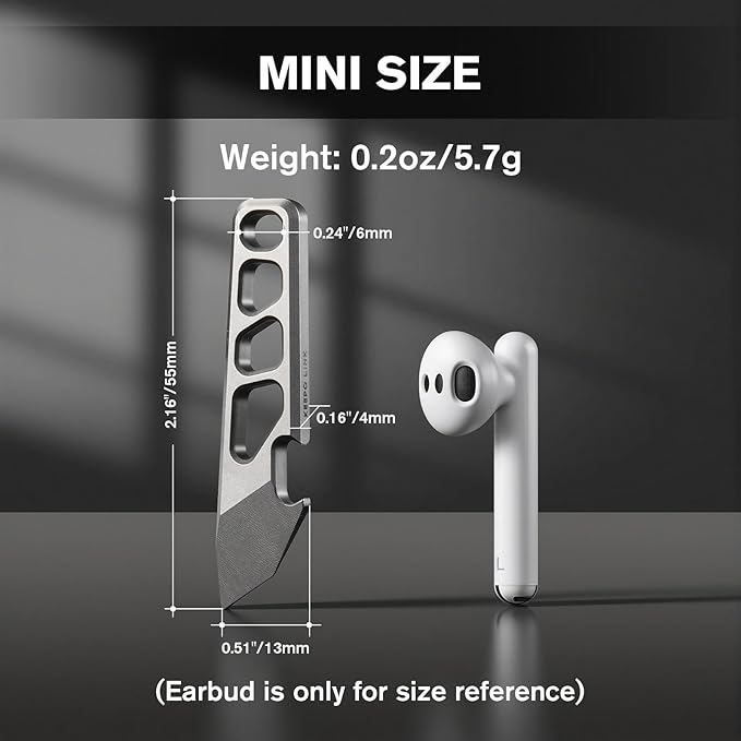 KEEPO LINK Mini Pry Bar with Bottle Opener, 2.16” Titanium Pocket Pry Bar Keychain Multitool for Everyday Carry, OLT07
