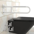 U Shaped Toilet Grab Bar 32 Inch, Munzong White Anti-Slip Support Rail, Flip-Up Bathroom Grab Bar with Paper Holder, Stainless Steel Knurled Handicap Safety handrails for Elderly Disabled Pregnant