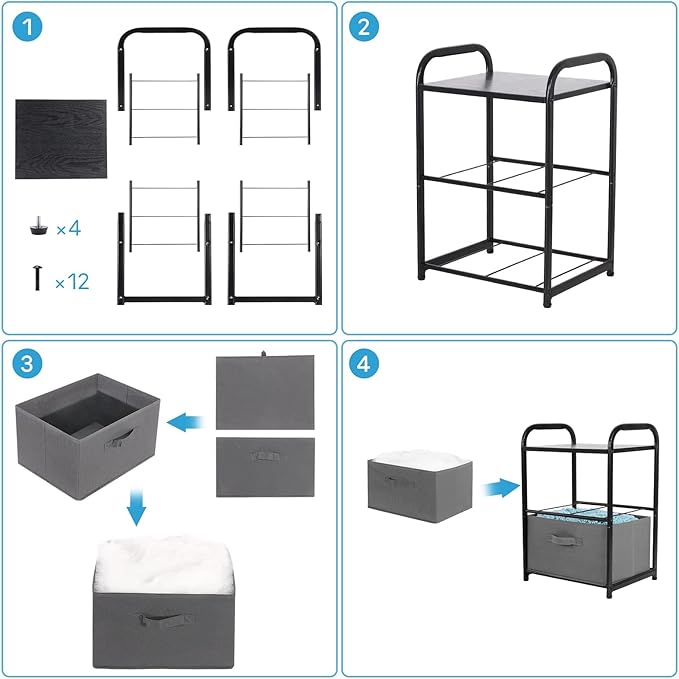 MAX Houser Dresser for Bedroom with 2 Drawers, Wide Chest of Drawers, Fabric Dresser, Storage Organizer Unit with Fabric Bins for Closet, Living Room, Hallway, Dark Grey