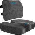 CloudBliss Lumbar Support Pillow & Seat Cushion Set for Office Chair, Desk Chair, Wheelchair & Car–Memory Foam Back Support, Ergonomic Chair Cushions,Sciatica Pain Relief,Home Essentials(Grey,XL)