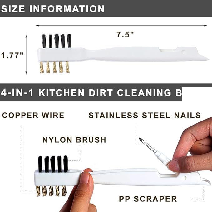 Kitchen Stove Cleaning Brush + Scraper Tool Set, Brass Wire Brushes for Range Hood Grease Grime, Rust Cleaner Heavy Duty Stainless Steel Putty Scraper for Gas Burners Cooktop Pot Pan