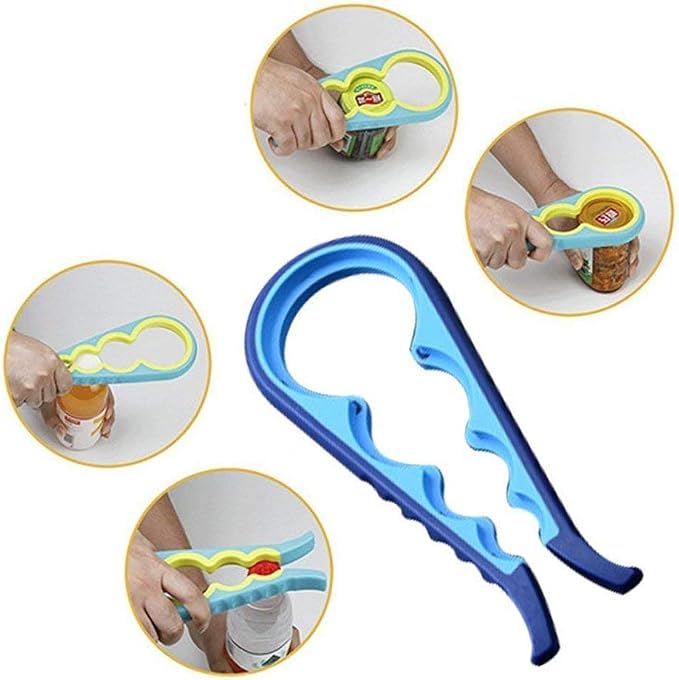 Jar Opener & Bottle Can Opener Multifunction Bottle Lid Grippers for Weak Hand, Elderly, Seniors, Arthritis Sufferers,Child,Women (Blue)