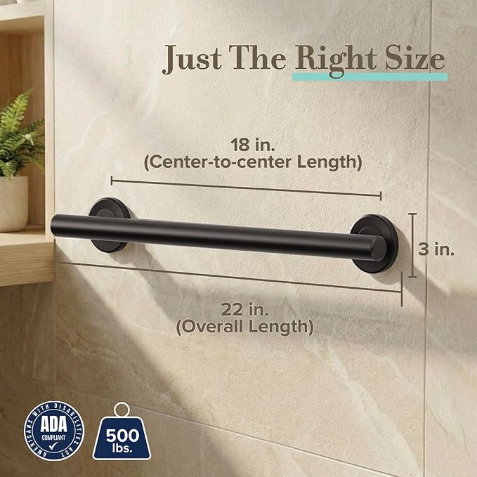 Gatco 852MX Latitude II 18" Grab Bar, Matte Black