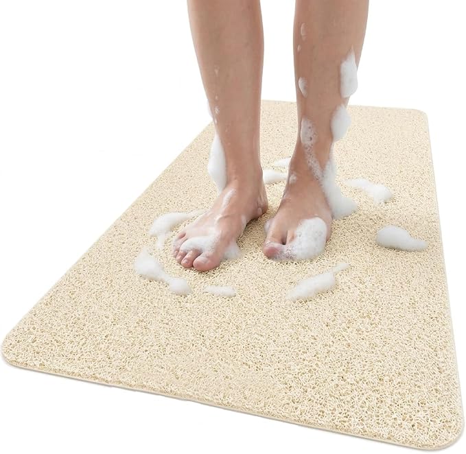 40 x 16 Inch Non Slip Bathtub Mat Extra Long Bathtub Mat, Soft PVC Loofah Bathroom Mats with Drain for Wet Areas, Quick Drying