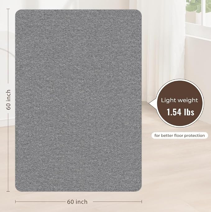 Sycoodeal Office Chair Mat for Hardwood Floor,Slip Resistant Floor Mat for Office Computer Gaming Chair,Heavy Duty Floor Protector for Rolling Chairs,Easy to Clean,Grey(48"x60")