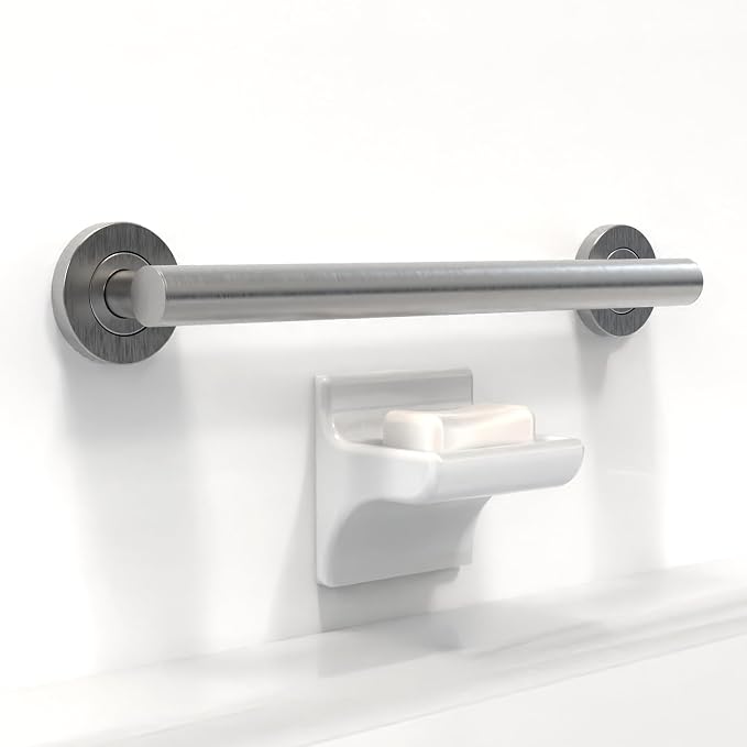 Bath, Shower and Toilet Safety Grab Bar for Seniors and Handicaps, ADA Compliant Mobility Aid Balance Assist Handle, Stainless Steel