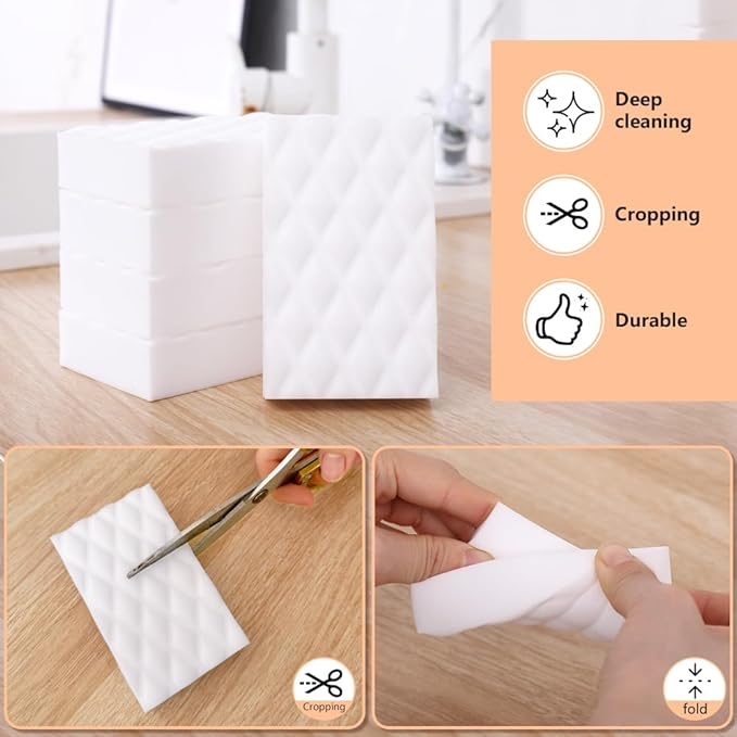 Magic Sponges Eraser,20 Pack Melamine Sponge in Bulk,2X Density,Long Lasting,Cleaning Sponge for Kitchen, Bathroom,Bathtub, Sink,Furniture, Wall Cleaner (White（20PCS）, 3.93x2.36x0.79in)
