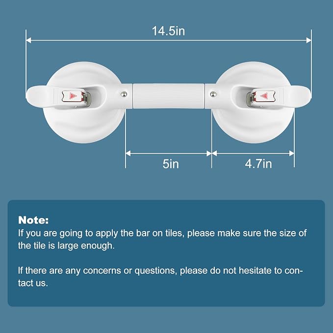 Shower Handle,Shower Handles with Strong Suction Cup Grab Bar,Bathroom Safety Grab Bar for Handicap Elderly Seniors and Disabled,White