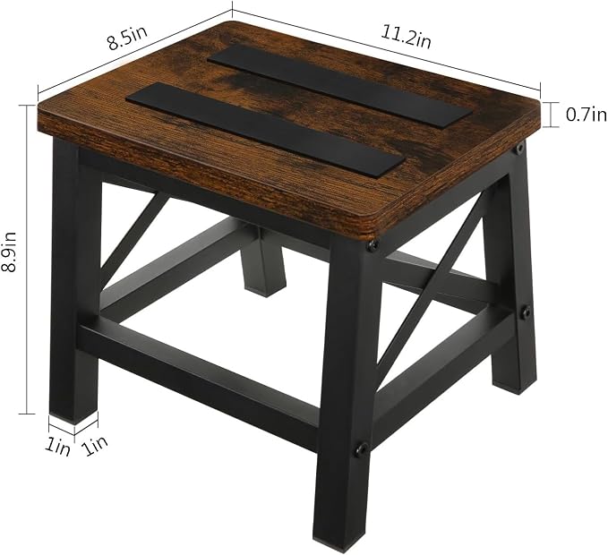 YINMIT Wooden Step Stool for Adults and Kids, Step Stool for High Bed with Non-Slip Feet, Using for Bedroom, Living Room and Kitchen, Hold Up to 500 lbs