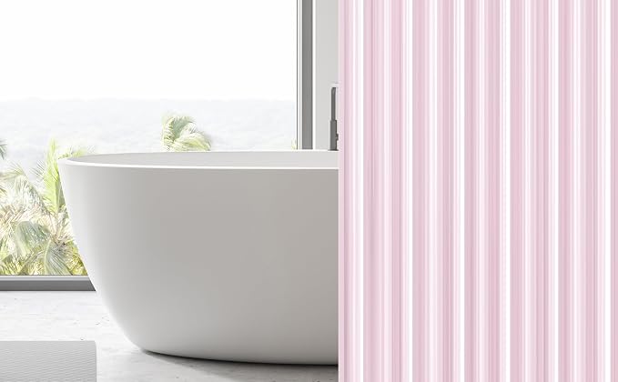 EHZNZIE Pink Shower Curtain Liner 72x72, PEVA Waterproof Bath Curtain, No Chemical Smell, 3 Weighted Magnets, Durable with Rustproof Metal Grommets