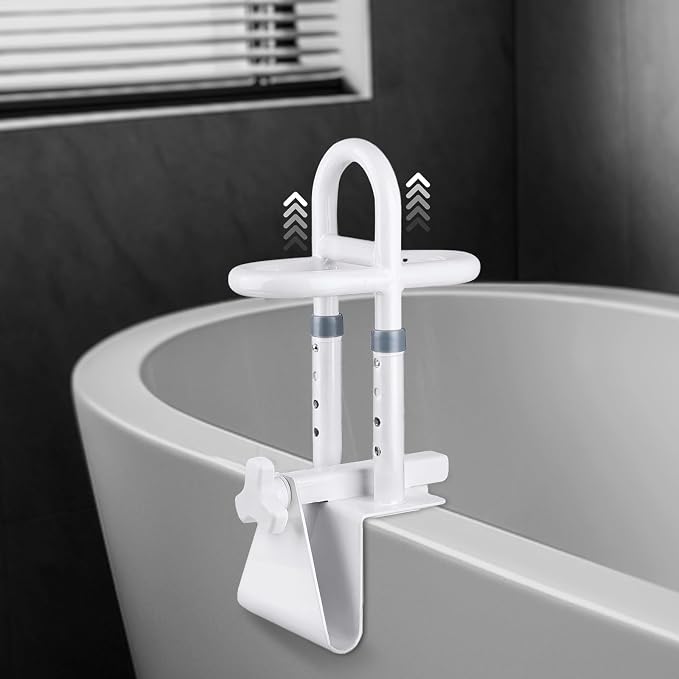 Adjustable Bathtub Safety Rail - Non-Slip Shower Grab Bar Handle, Bathtub Grab bar, Fits 3.15"-6.69" Walls, 300lbs Support, Sturdy Bathtub Safety Rail for Elderly & Disabled