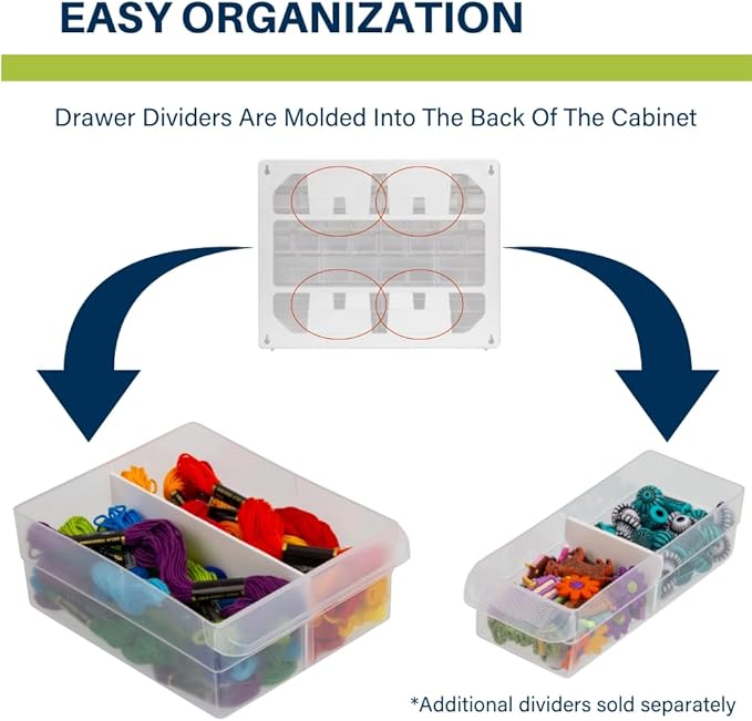 Akro-Mils 44-Drawer Plastic Drawer Storage Cabinet for Garage Organization, Bead Organizer, Building Bricks Storage, Teacher Toolbox, Makeup Organizer, 20-Inch W x 6-Inch D x 16-Inch H, 10144 White
