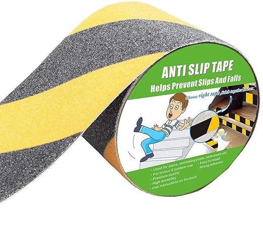 Yorwe Anti Slip Tape, High Traction,Strong Grip Abrasive, Not Easy Leaving Adhesive Residue, Indoor & Outdoor (4" Width x 190" Long, Black/Yellow)