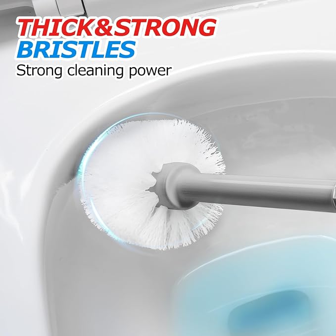 FORASTO 2 in 1 Toilet Plunger and Brush Set,Extended Handle Plunger,Toilet Bowl Brush Plunger Set,Bathroom Cleaning Tools,Cleaning Brush,Toilet Brush Plunger Combo,Charcoal Gray（20.8inch）