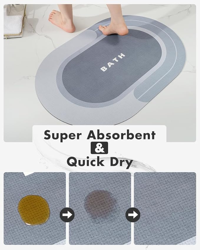 MontVoo Bath Mat - Non Slip, Quick Dry, Stain Resistant Bath Mat Rug for Bathroom Floor - Easy Care Shower Rug for Outside Bathtub - 17"x27" Blue