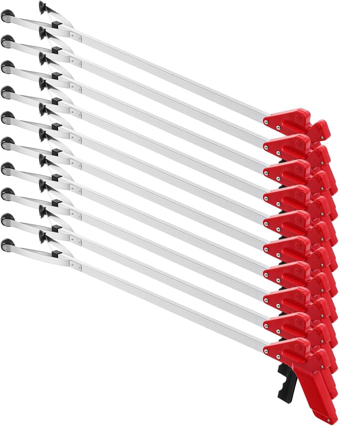 Sabary 10 Pack Suction Cup Reacher Grabber Heavy Trash Picker Grabber Tool, Long Handy Aids Nonslip Claw Reach Tool for Elderly Pick up Stick Arm Extension Litter Picker(Red,35 Inch)