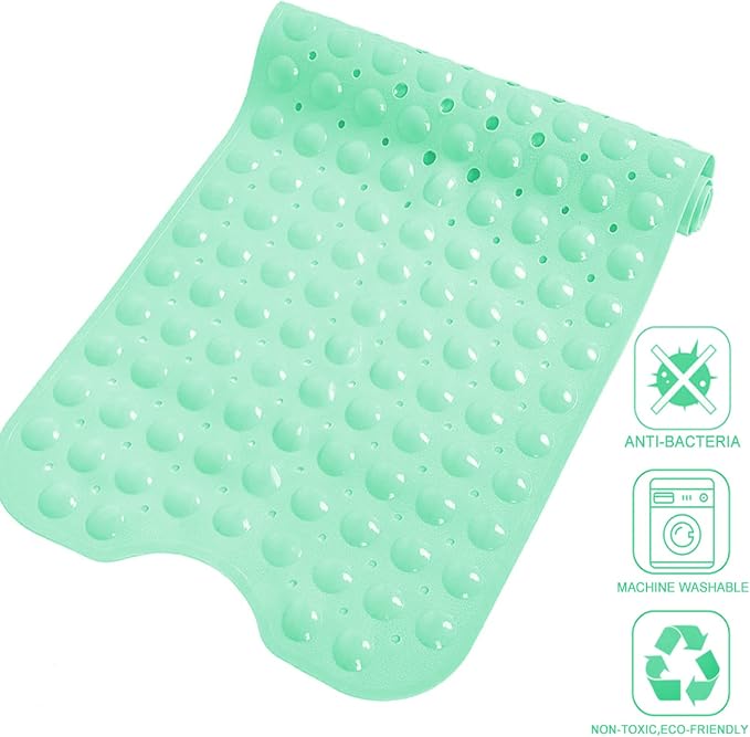 Bath and Shower Mat, Extra Long Non-Slip Bath Mat (39" x 16"), Machine Washable Bath Tub Mat (Pure Light Green)