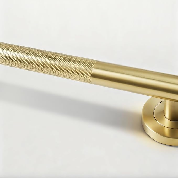 Lava Odoro Gold Shower Grab Bars, 12" Stainless Steel Bathroom Safety Grab Bar, Upgrade Anti-Slip Knurling Shower Grab for Bathtub, Shower Handle for Elderly and Handicap, ADA Compliant SG009-SG-K