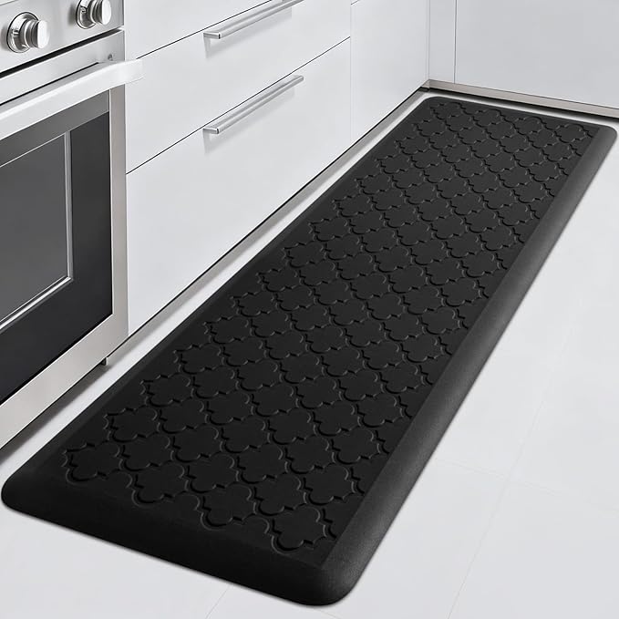 TranquilRelax 4/5 Inch Thick Anti-Fatigue Kitchen Mat Water Resistant Non-Slip Kitchen Floor Mat Ergonomic Comfort Standing Mat for Home Kitchen Office Laundry 17.3"x 60" Black