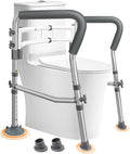 DePango Toilet Safety Rails for Elderly, Adjustable Handicap Toilet Seat with Handles, Sturdy Toilet Support Frame with Arms, Gifts for Seniors and Disabled