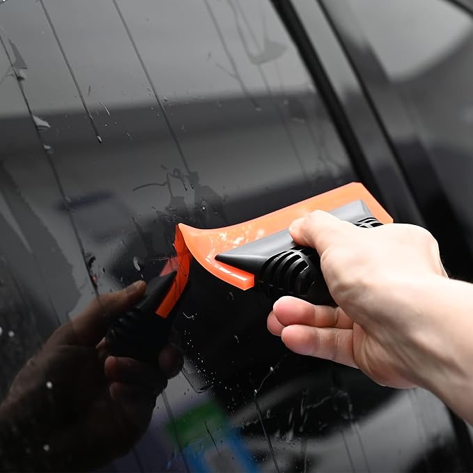 EHDIS 6'' Small Silicone Squeegee 5-inch Handy Small Rubber Window Shower Squeegee Auto Water Blade for Car Windshield, Window, Mirror, Glass Door, Ice Snow Removal Scraper Tool (Blue and Orange)