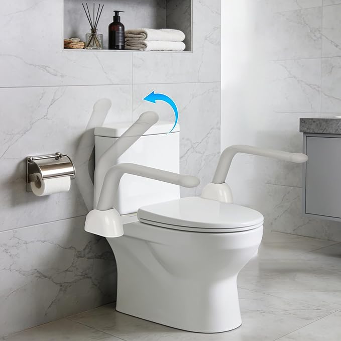 Toilet Safety Rails for Seniors,Easy Installation & Sturdy Handicap Toilet Safety Frame,Seat Handles for Elderly Disabled or Mobility Issues