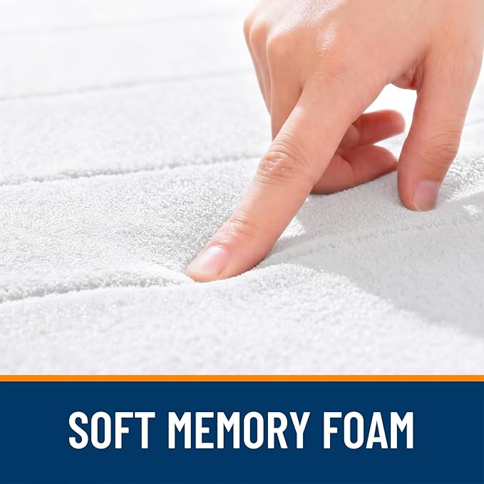 OLANLY Memory Foam Bath Mat 30x20, Super Soft Absorbent Bathroom Rugs, Quick Dry, Machine Washable Shower Floor Rugs, Bathmat Carpet, Bathroom Home Decor Accessories, White