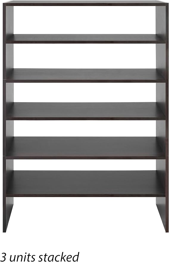 Whitmor Stackable 31" Extra Wide 2-Shelf Storage Organizer, Espresso，2 Pack
