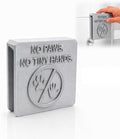Frameless Glass Shower Door Lock Sleeve - Baby Proofing & Pet Stopper for Bathroom Sliding Doors - No-Drill Security Bumper,Funny Sign – (Silver, 1/2 inch)