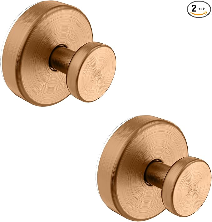 Bntuk Suction Cup Hooks for Shower, Removable Towel Hooks for Bathroom Window Glass Door Wall, Bath Robe Looafh Wreath Hook for Hanging - 2 Pack, Champagne Bronze
