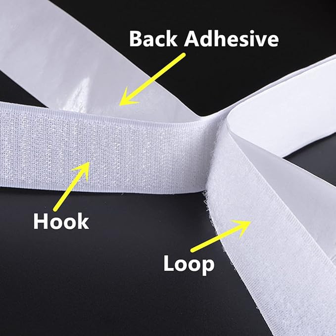 0.75 Inch x 82 Feet White Self-Adhesive Hook and Loop Tape - Sticky Back Fastening Tape for Stationery and Household Purposes