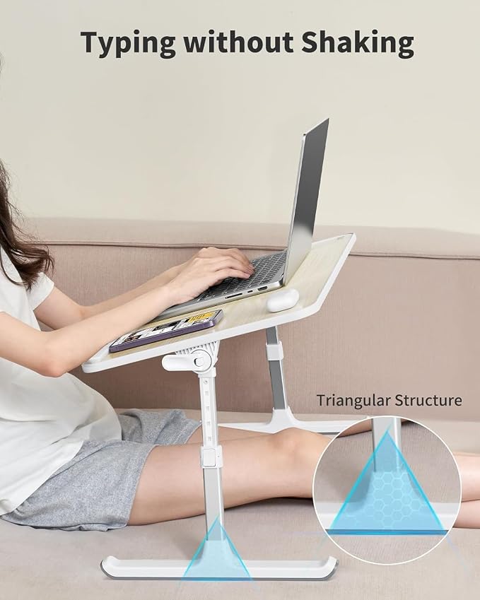 Laptop Desk for Bed, SAIJI Lap Desks Bed Trays for Eating Writing, Adjustable Computer Laptop Stand, Foldable Lap Table in Sofa and Couch（20.5x11.8 Teak