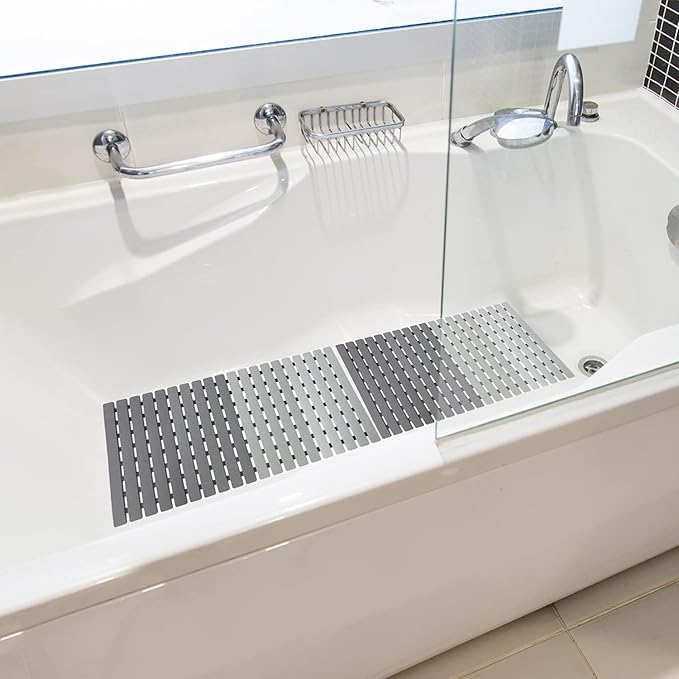 BEMISO Shower Mat Non Slip Bathtub Mat with Suction Cups and Drain Holes 27.5 x15.7 Inch Bath Mat for Tub & Shower.Easy Dry,Easy to Cut,Eco-Friendly