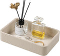 PU Leather Valet Tray Organizer, Modern Nightstand Organizer Bedside Desktop Storage for Womens and Men, Decorative Perfume Trinket Catchall Vanity Tray for Key Watch Wallet (Beige)