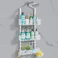 Consumest Shower Caddy Hanging – Rustproof Over Shower Head Hanger with Soap Holder and Hooks, Anti-Slip Shower Shelves for Storage, Bathroom Organizer for Apartment, Dorm, White